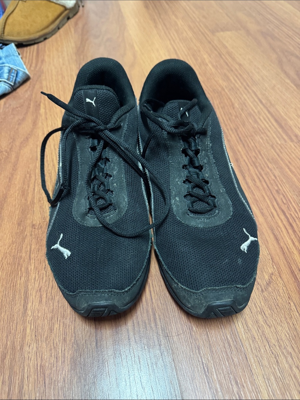 Puma Black Low-Profile Mesh Running Shoes with White Logos